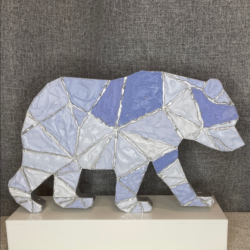 Wooden Silver Bear Wall Decor